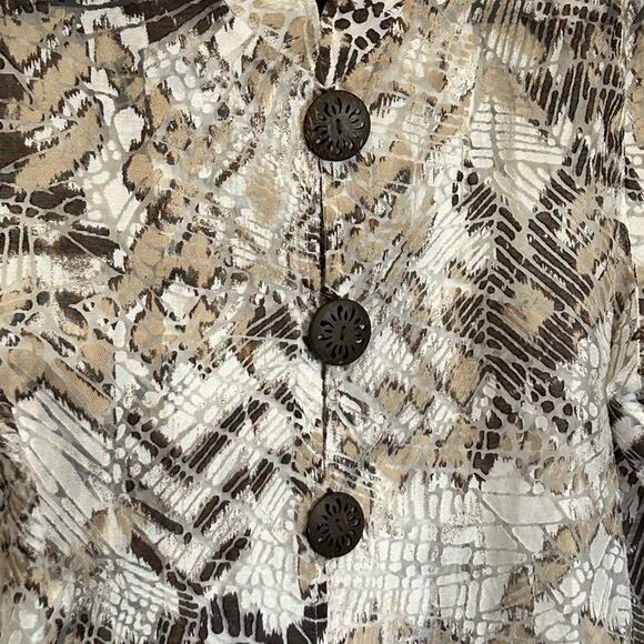 Brownstone Studio Linen Blend Jacket Women's Size XL Boho Abstract Wood Earthy - Picture 3 of 4